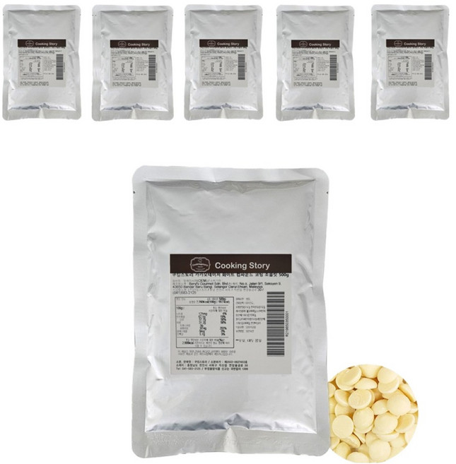 쿠킹스토리 카카오네이처 화이트 컴파운드 코팅 초콜릿, 500g, 6개