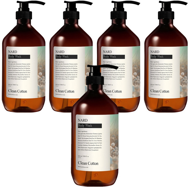 나드 리프레쉬 퍼퓸드 바디워시 클린코튼, 1L, 5개