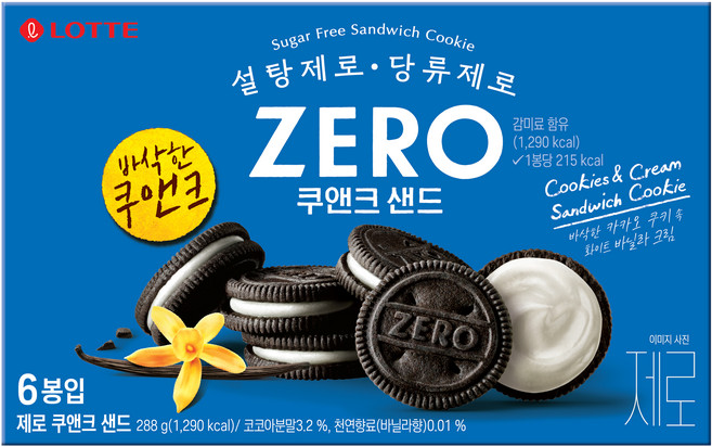 롯데제로 쿠앤크 샌드, 1개, 288g