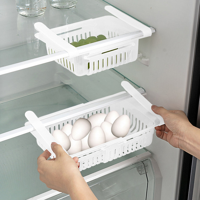 MF스토어 늘어나는 키친 다용도 확장형 야채 계란 과일 트레이 수납 정리함, 화이트, 1개