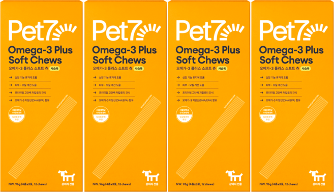 펫세븐 강아지 오메가3 플러스 소프트 츄 영양간식, 사슴육, 96g, 4개