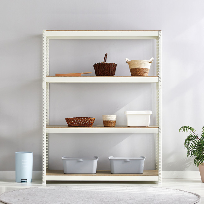 피피랙 국내생산 무볼트 무소음 조립식 앵글선반, 화이트, 4단