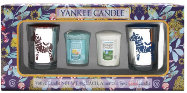 YANKee CANDLe 香氛蠟燭禮物組, Bahama Breeze+Clean Cotton, 紅色+藍色