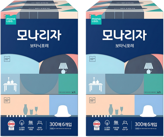 모나리자 보타닉포레 천연펄프 미용티슈 2겹, 300매, 12개