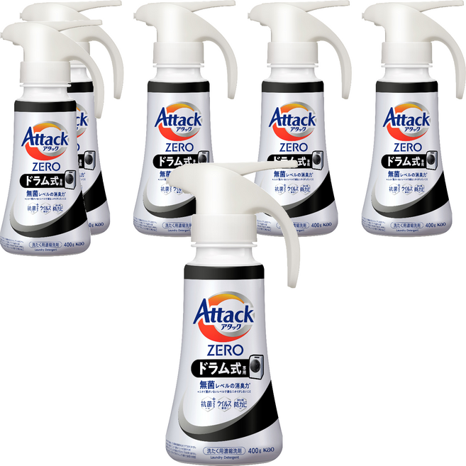 Attack ZERO 滾筒洗衣機用洗衣精 按壓式, 400g, 6瓶