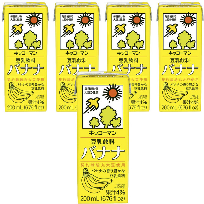 KIKKOMAN 龜甲萬 豆乳 香蕉風味, 200ml, 5入