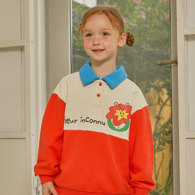 미니도우 여아용 플레르 컬러블럭 PK 롱 티셔츠