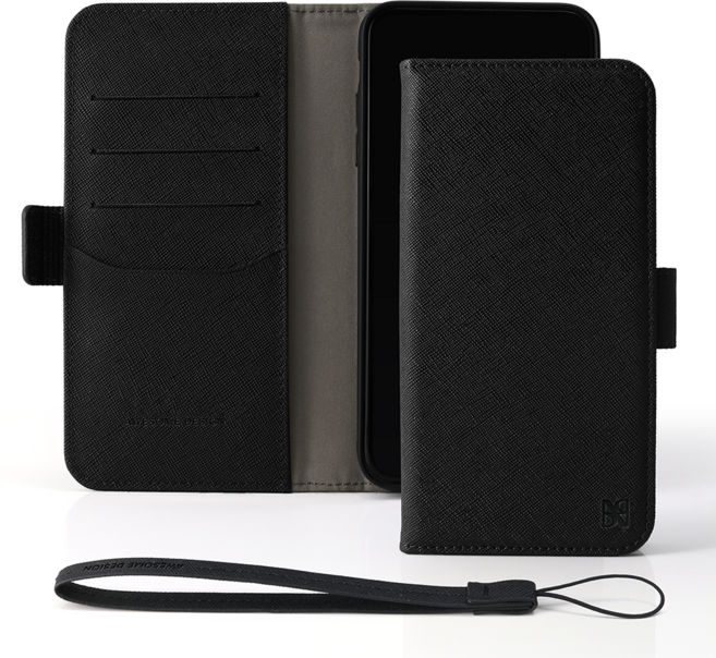 Awesome Design Saffiano 手工皮革 Oblique 錢包手機殼 + 手腕帶套組