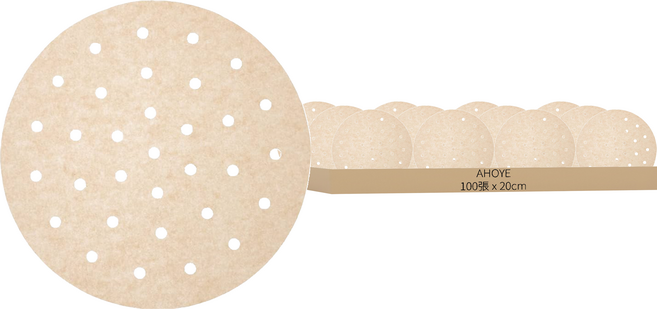 AHOYE 木漿無漂白烘焙紙 圓形, 20cm, 100張, 1組