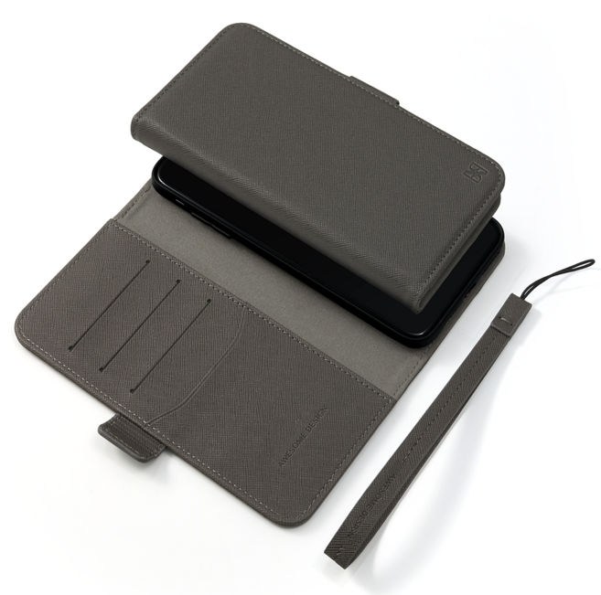 어썸디자인 사피아노 수제 가죽 오블리크 지갑 케이스 + 핸드 스트랩 세트