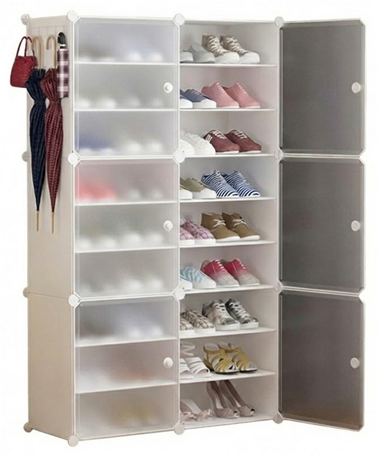 fioJa 費歐家 側開式2列9層組合鞋櫃, 白色, 1組