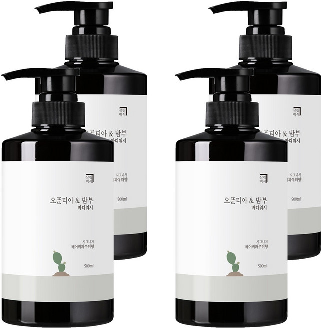 살림백서 오푼티아 앤 밤부 바디워시 베이비파우더향, 500ml, 4개