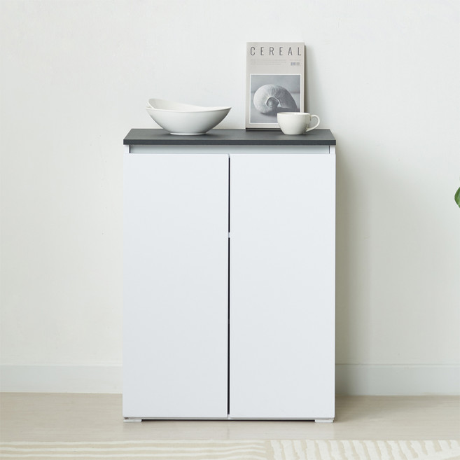 제우스가구 국내제작 심플 LPM 양문 800 수납장, 블랙화이트