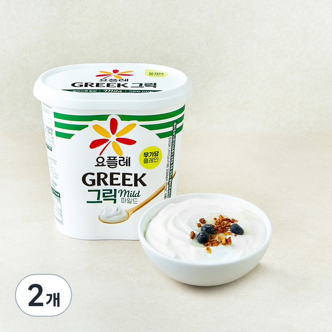 요플레 그릭 마일드 요거트, 900g, 2개