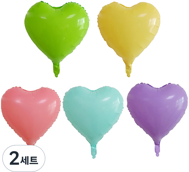 미미파티 은박 대형 파스텔 마카롱 하트풍선 5종 세트 35cm, 혼합색상, 2세트