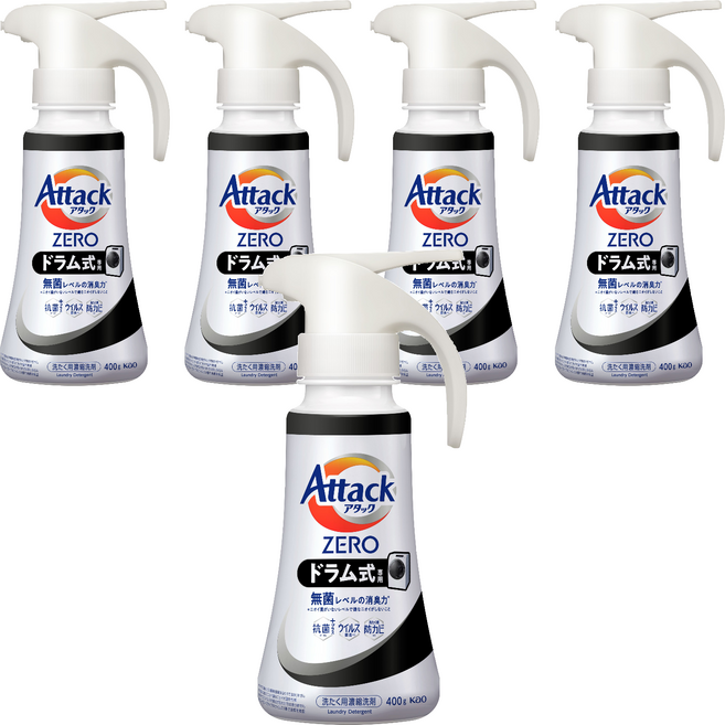 Attack ZERO 滾筒洗衣機用洗衣精 按壓式, 400g, 5瓶