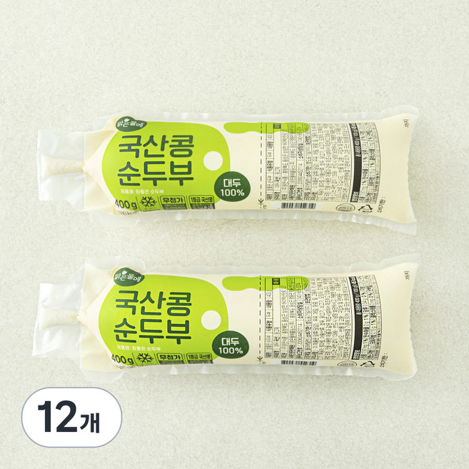 맑은물에 참 좋은 국산콩 100% 순두부, 400g, 12개