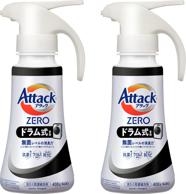 Attack ZERO 滾筒洗衣機用洗衣精 按壓式, 400g, 2瓶