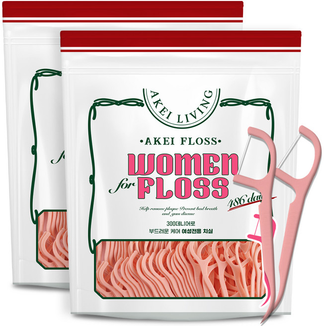 아케이 여성용 리빙 486 치실, 486개입, 2개