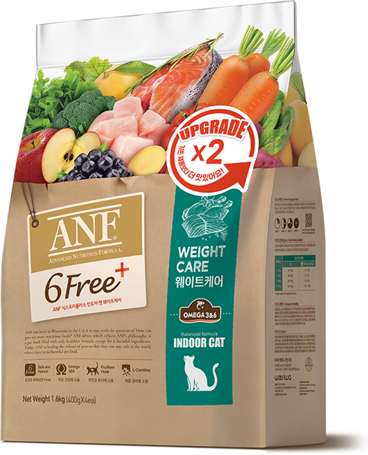 ANF 식스프리플러스 인도어 캣 기능성 사료, 다이어트(체중유지), 1.6kg, 1개