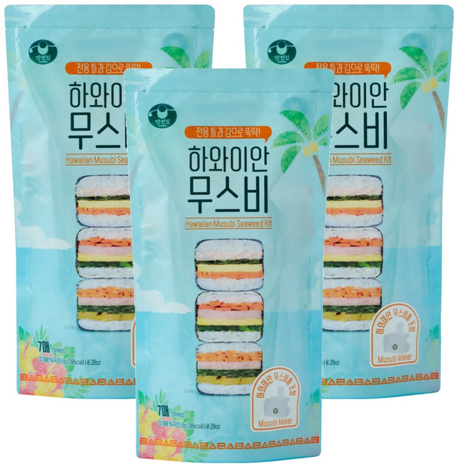 만전김 하와이안 무스비 키트, 8g, 3개