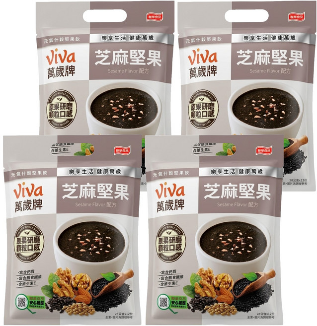 ViVa 萬歲牌 元氣什穀堅果飲 芝麻堅果, 28g, 12包, 4袋