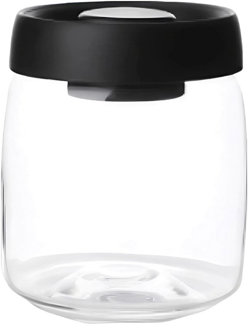 豪割達人 真空保鮮玻璃按壓式免工具密封罐 黑色圓形款, 1個, 800ml