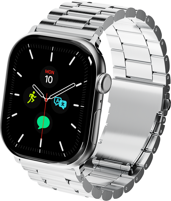 요거 애플워치 메탈 스틸 스트랩, 실버, 1개