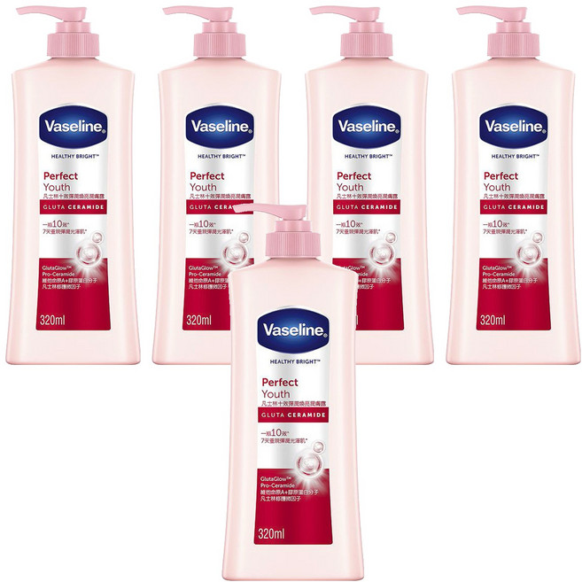 Vaseline 凡士林 十效彈潤煥亮潤膚露, 320ml, 5瓶
