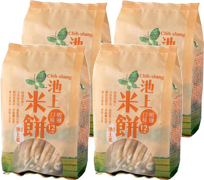 池上鄉農會 池上米餅 椒鹽口味, 150g, 4包