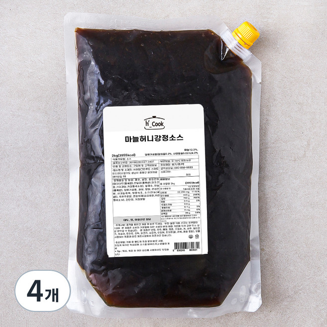 에이치쿡 마늘 허니 강정 소스, 2kg, 4개