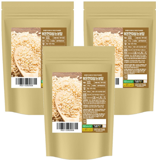 건강스토리 볶은 현미쌀눈 분말, 500g, 3개