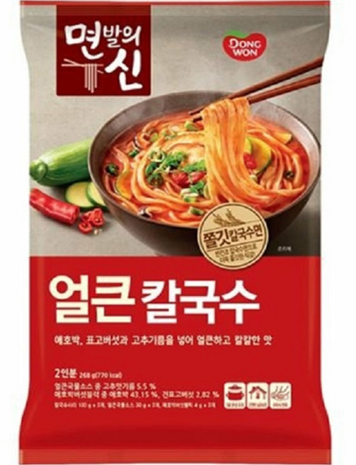 동원 면발의신 얼큰칼국수, 1개, 268g