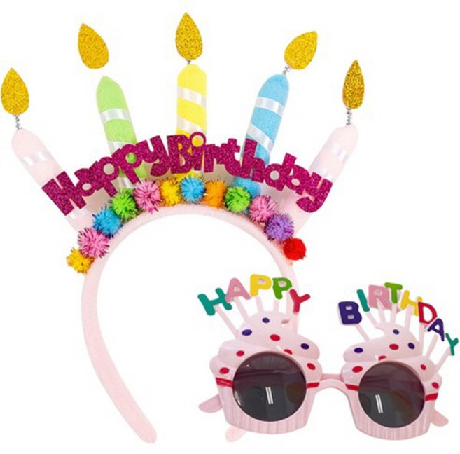 미미셀렉 생일 파티 안경 머리띠 세트, 핑크, 1세트