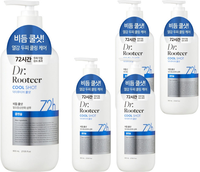 DrRooteer 去屑酷涼緩解掉髮症狀洗髮精 涼感薄荷, 800ml, 5個