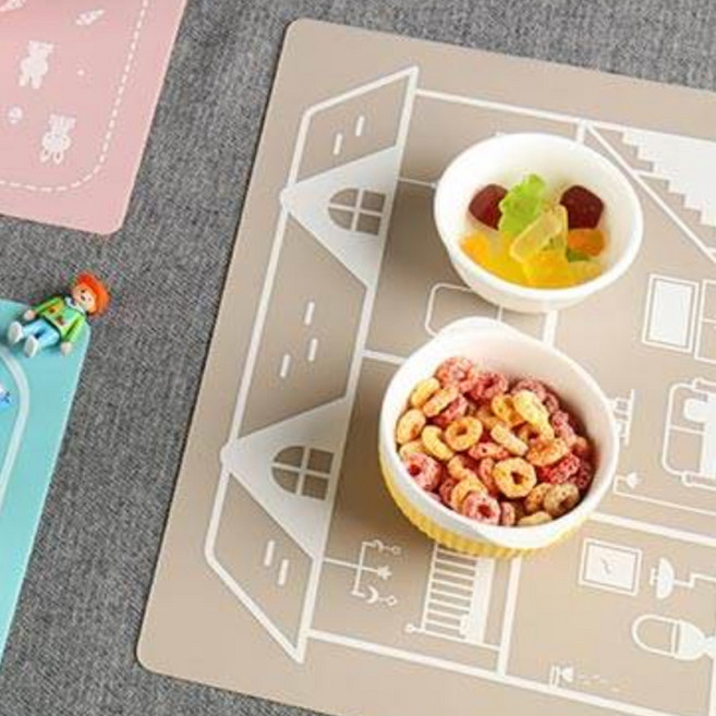 투데코 실리콘 식탁매트, 인형의 집 브라운, 390 x 270mm