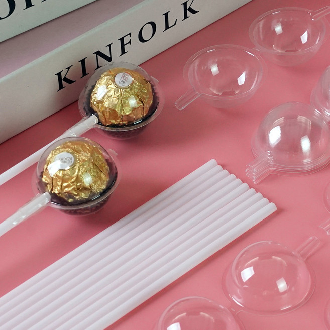 morningscent DIY 포장 키트 페레로로쉐 케이스 10p + 빨대 막대 스틱 10p 세트, 투명(케이스), 화이트(스틱), 1세트