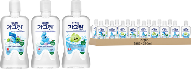 Garglin 兒童漱口水 蘋果香 6歲以上, 380ml, 18瓶