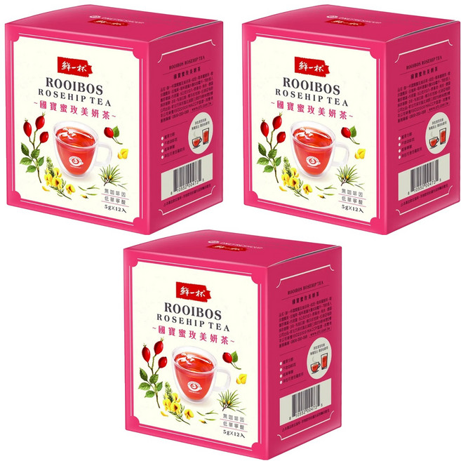 鮮一杯 國寶蜜玫美妍茶, 5g, 12包, 3盒