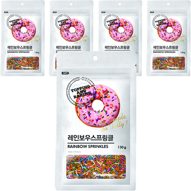 큐원 레인보우 스프링클, 130g, 5개