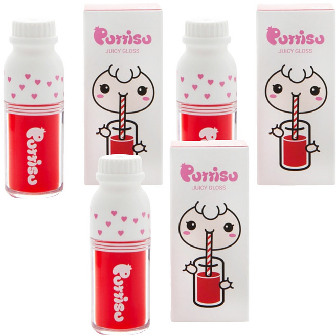 뿌띠슈 어린이 쥬시 립 글로스 3.2g, 레드루비, 3개