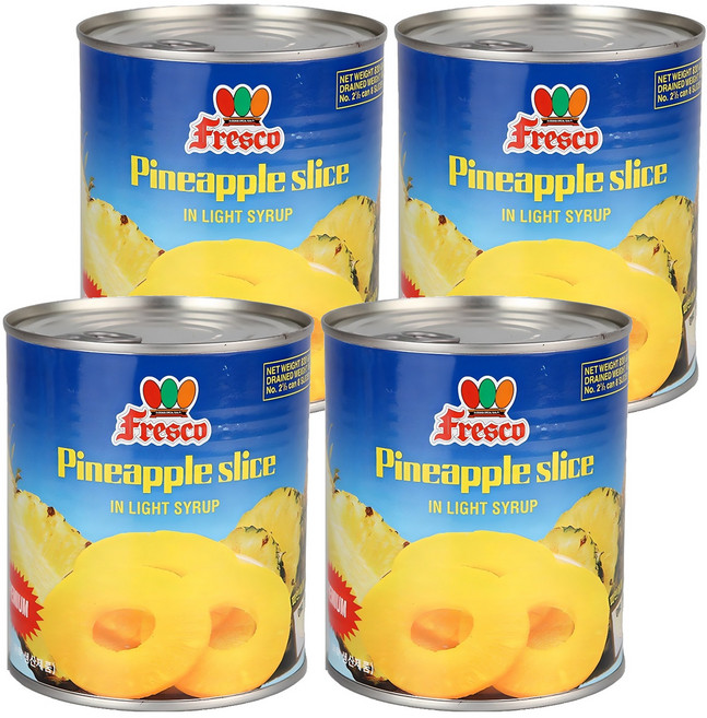 프레스코 파인애플슬라이스 통조림, 830g, 4개