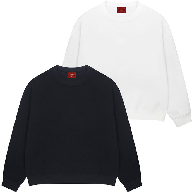 엘라모 남녀공용 베이직 특양면 맨투맨 2종 세트 빅사이즈