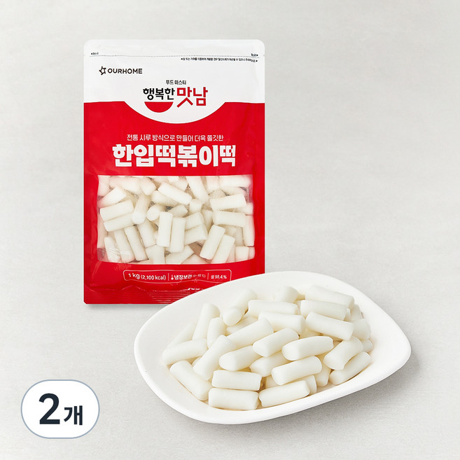 행복한맛남 한입 떡볶이떡, 1kg, 2개