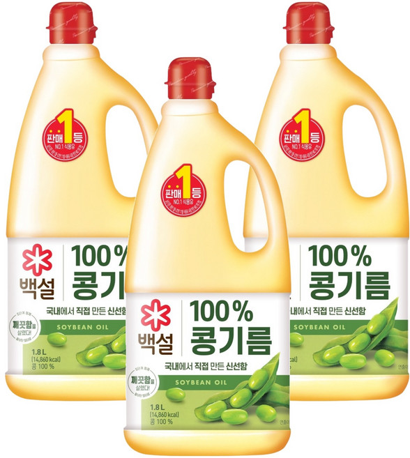 백설 콩기름, 1.8L, 3개