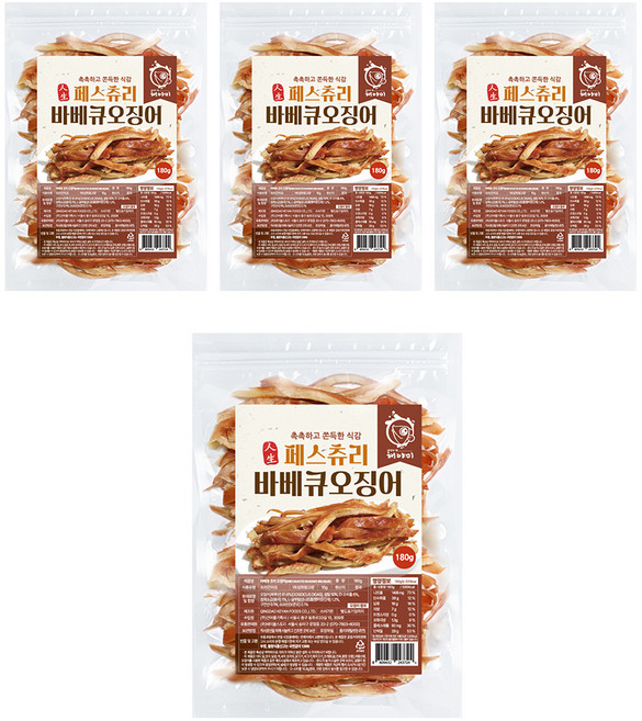 해야미 바베큐 페스츄리 오징어, 180g, 4개