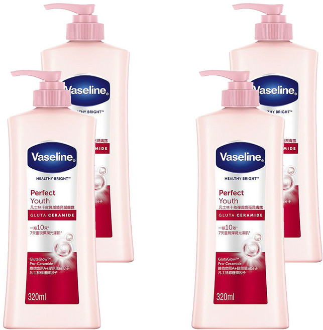 Vaseline 凡士林 十效彈潤煥亮潤膚露, 320ml, 4瓶