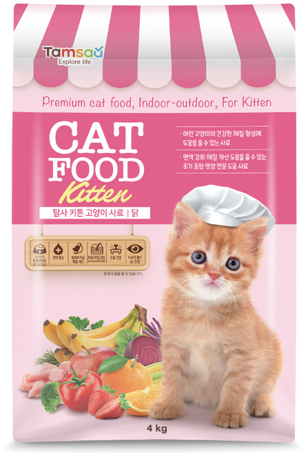 탐사 키튼 고양이 사료, 4kg, 1개, 닭