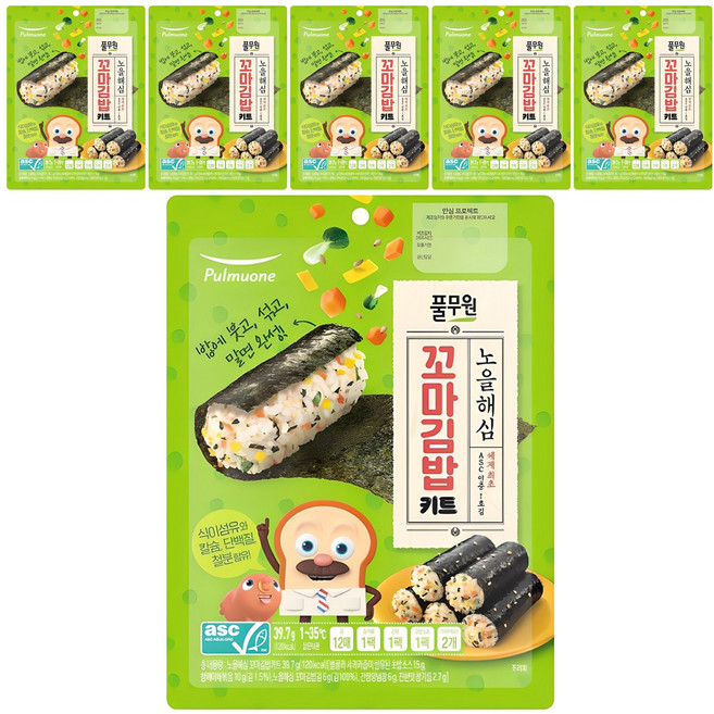 풀무원 노을 해심 꼬마김밥 키트, 39.7g, 6개