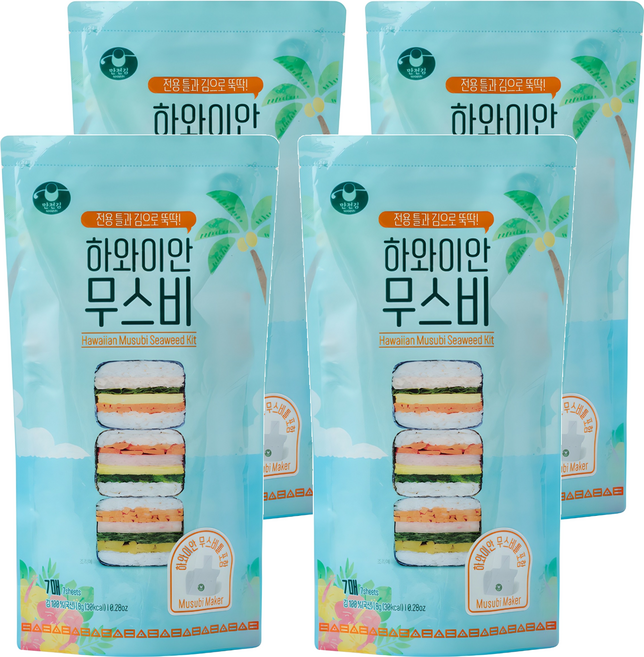 만전김 하와이안 무스비 키트, 8g, 4개